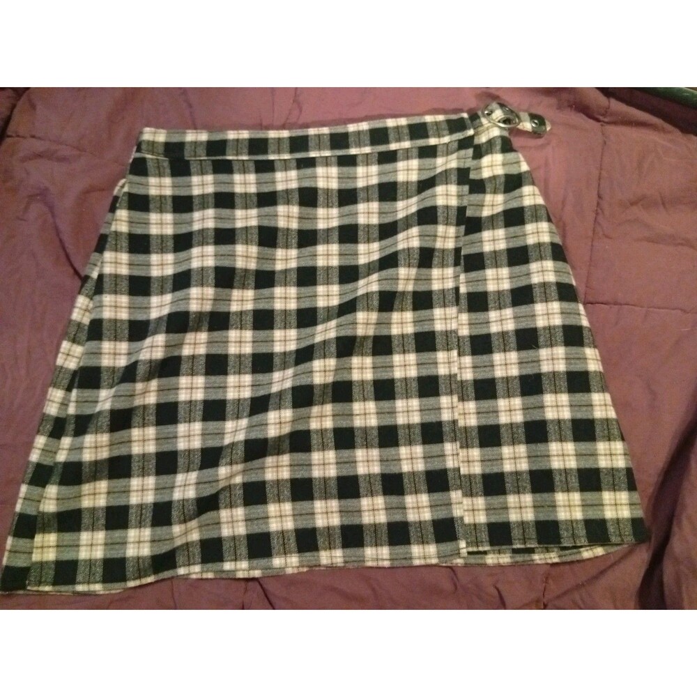 Hollister Plaid Flannel Wrap Skirt School Girl 90s Clueless Academia Size Medium